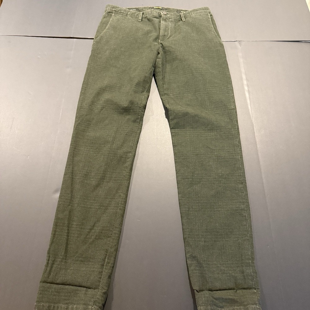 Alberto Men's Chino Pants Trousers Rob Sharp Fit Green Check Stretch Sz 31x34